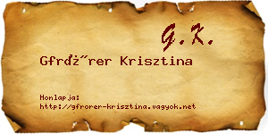 Gfrörer Krisztina névjegykártya
